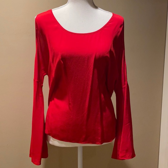 COPY - Bailey red silk shoulder cut out blouse size M. - Picture 1 of 6
